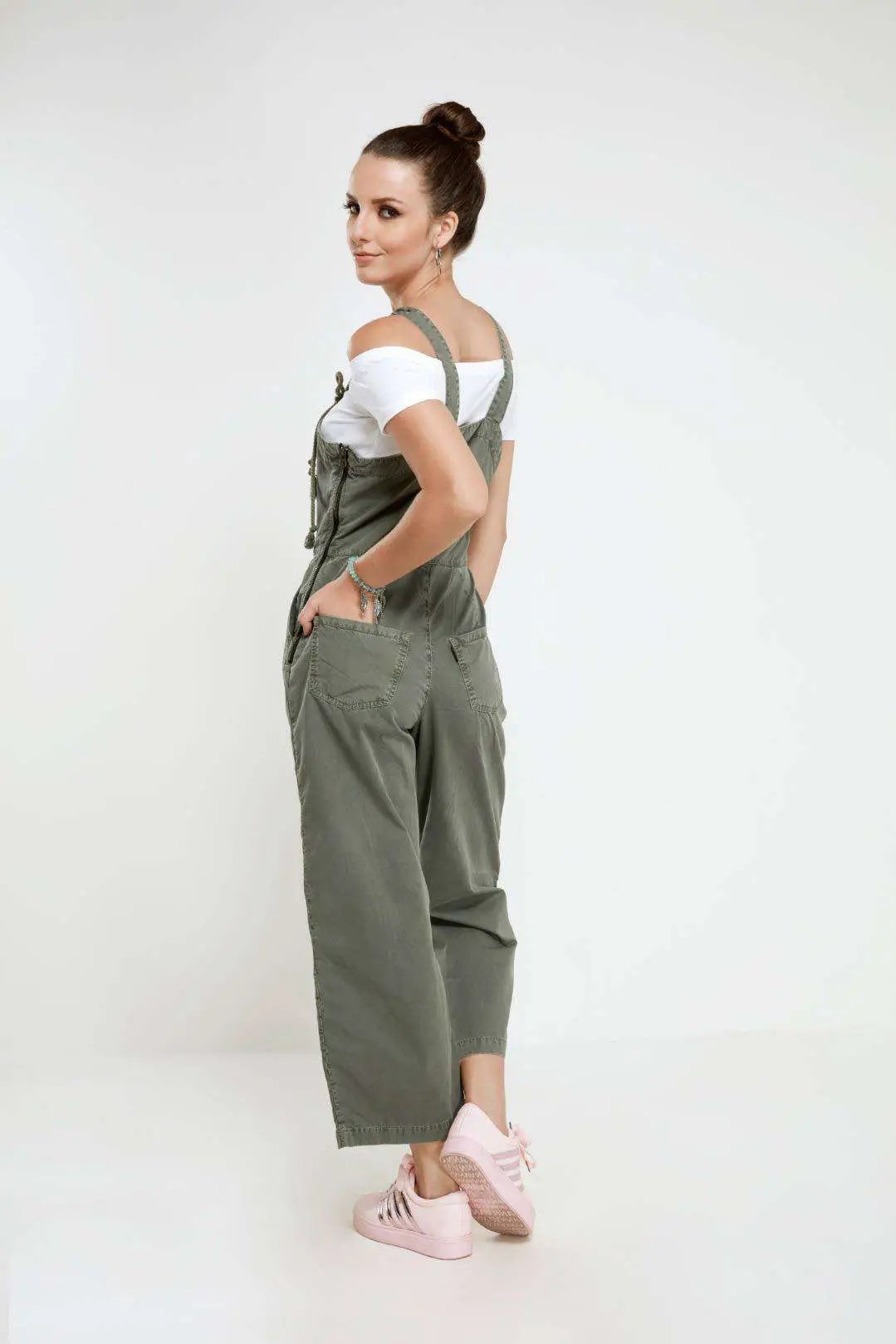 Strappy dungaree in olive