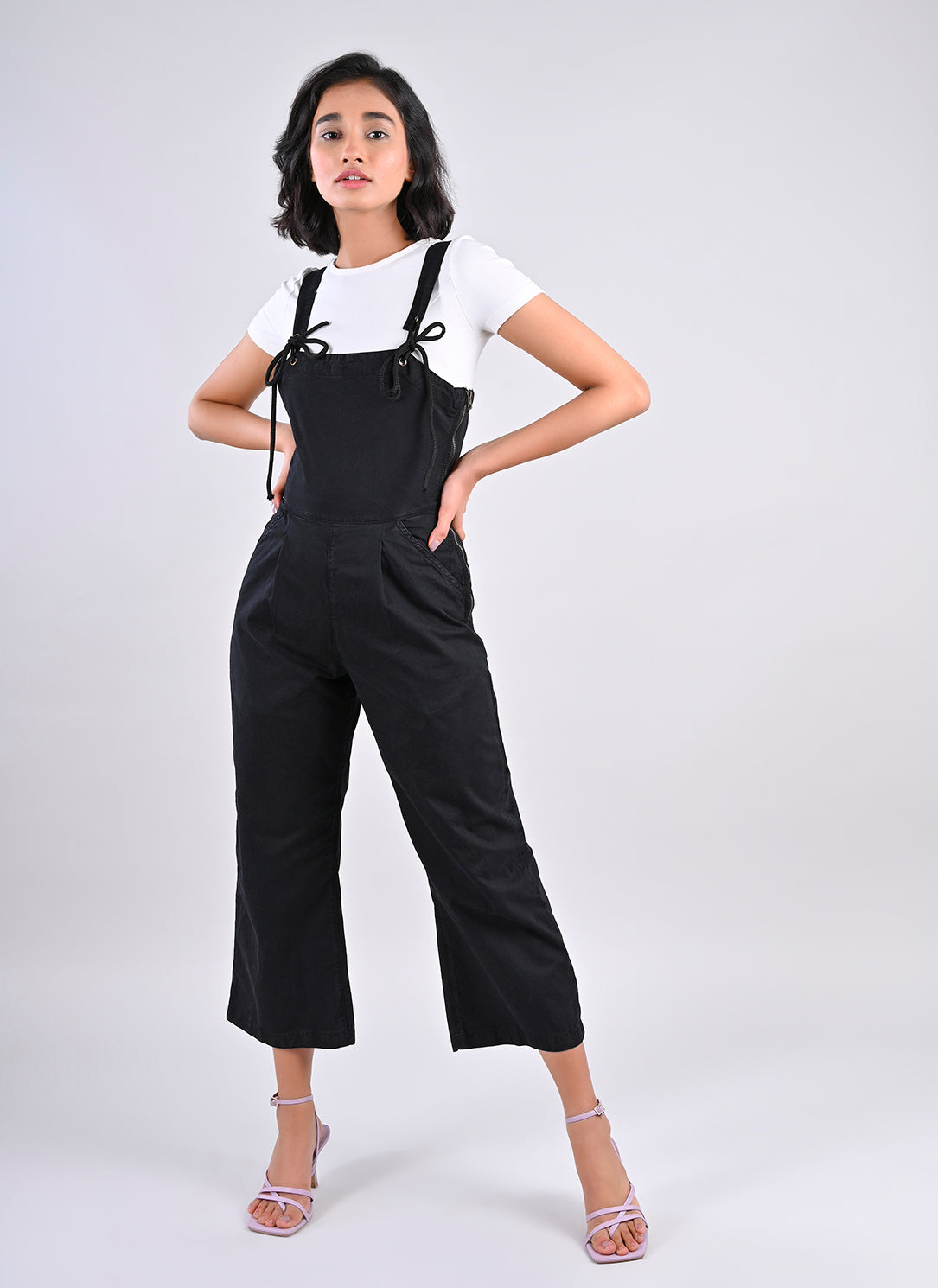 STRAPPY DUNGAREE IN BLACK
