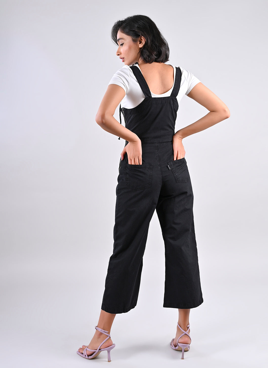 STRAPPY DUNGAREE IN BLACK