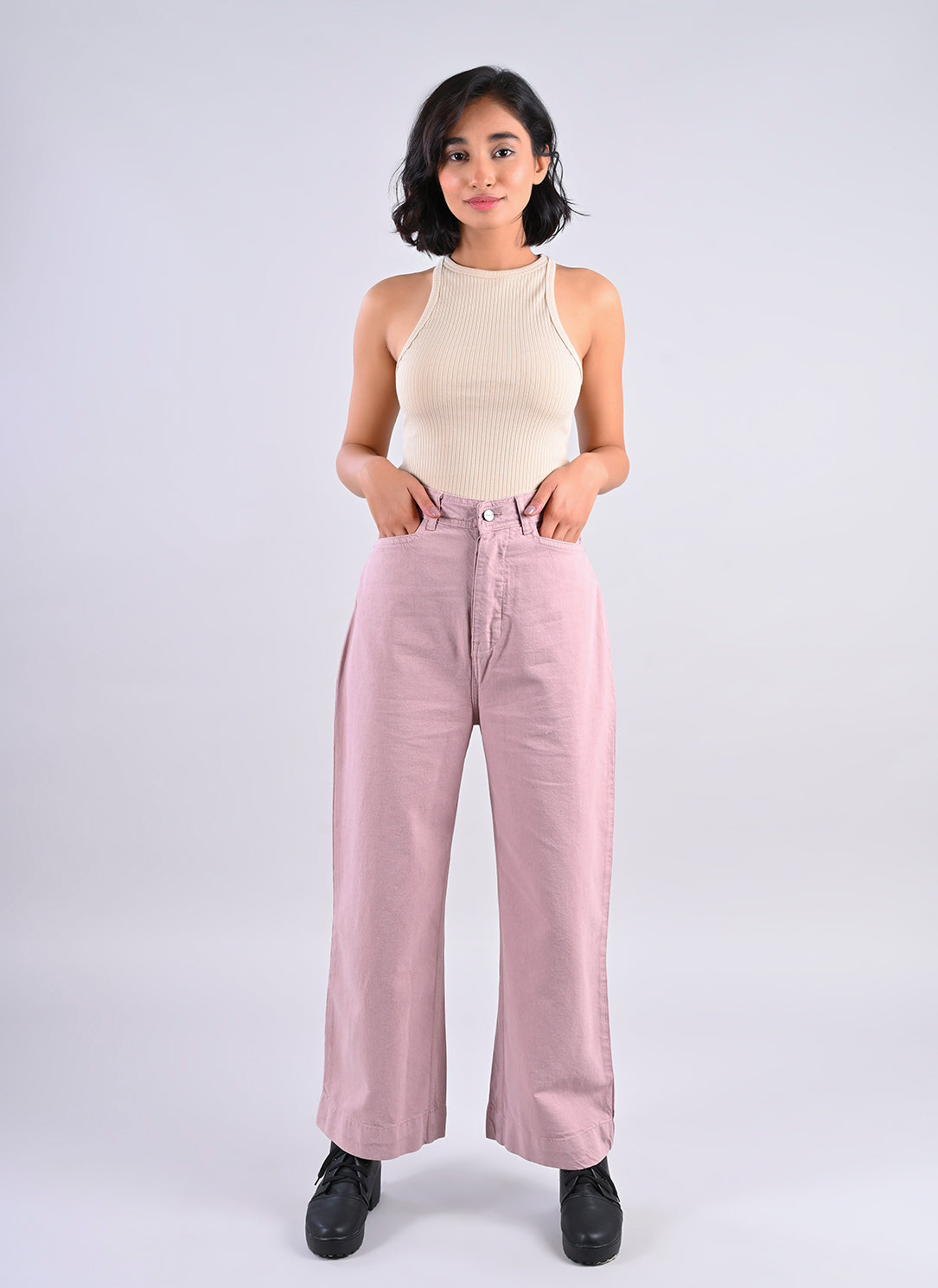 DUSTY PINK STRAIGHT FIT PANTS
