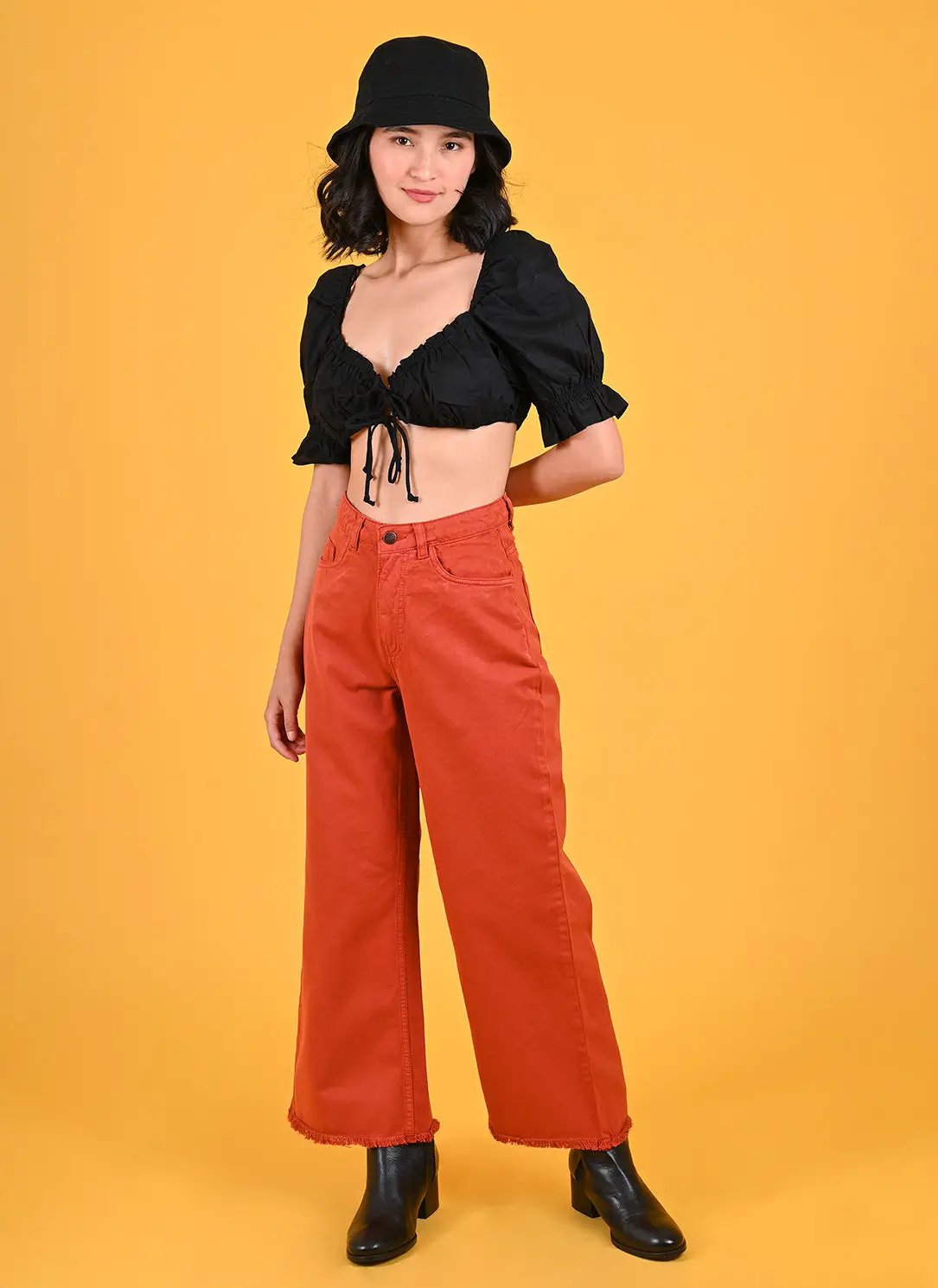 RUST WIDE LEG JEANS