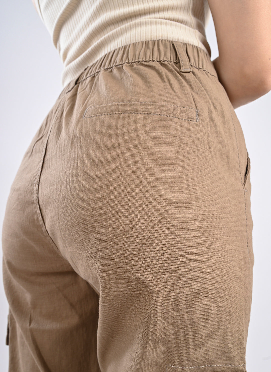 Brown linen cargo pants