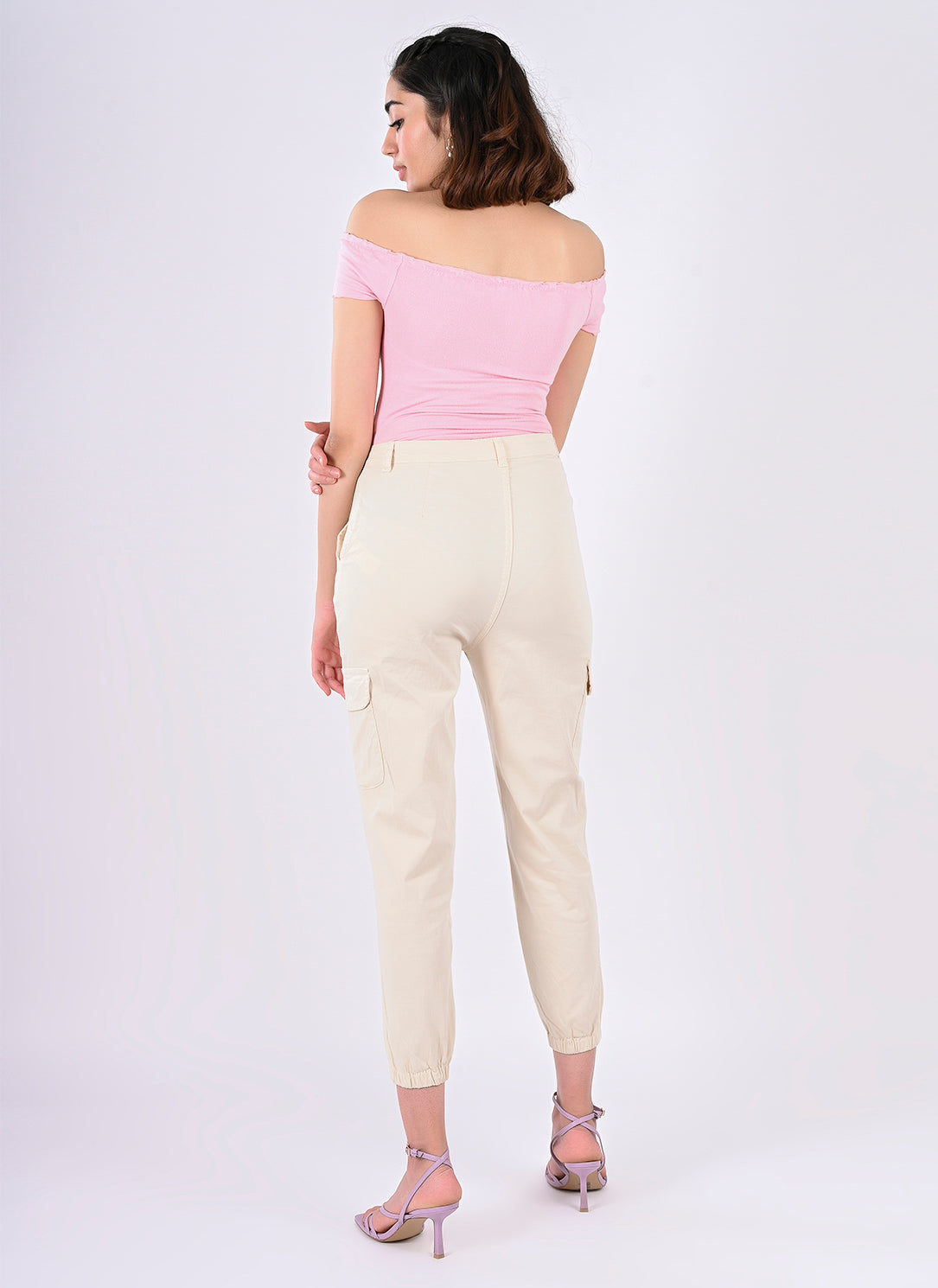 Utility cargo joggers in cream