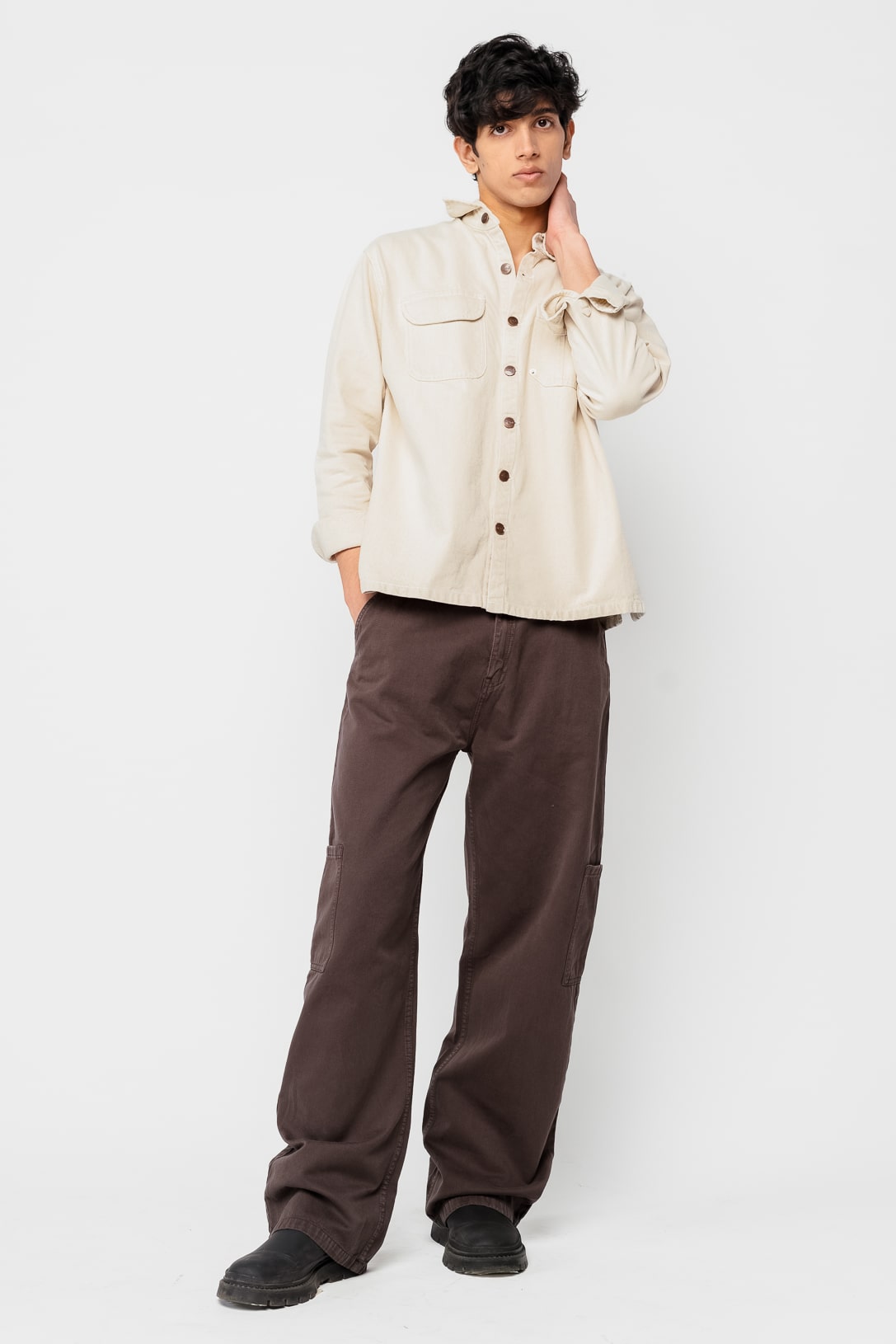 Mocha Brown Men's Straight Cargo Jeans