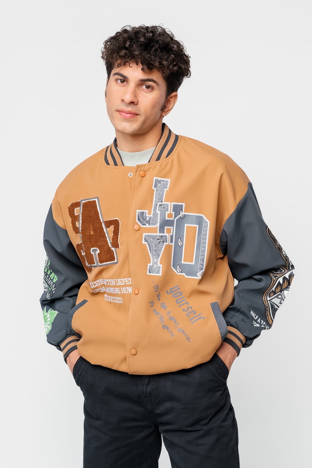 Tan Fad Varsity men's Jacket