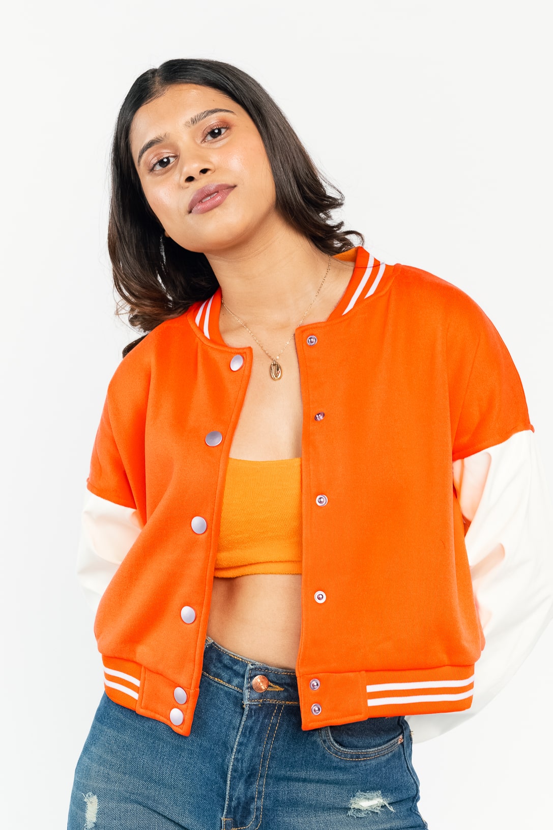 DAZZLE ORANGE VARSITY JACKET