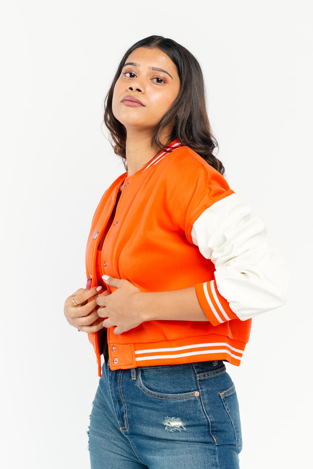 DAZZLE ORANGE VARSITY JACKET