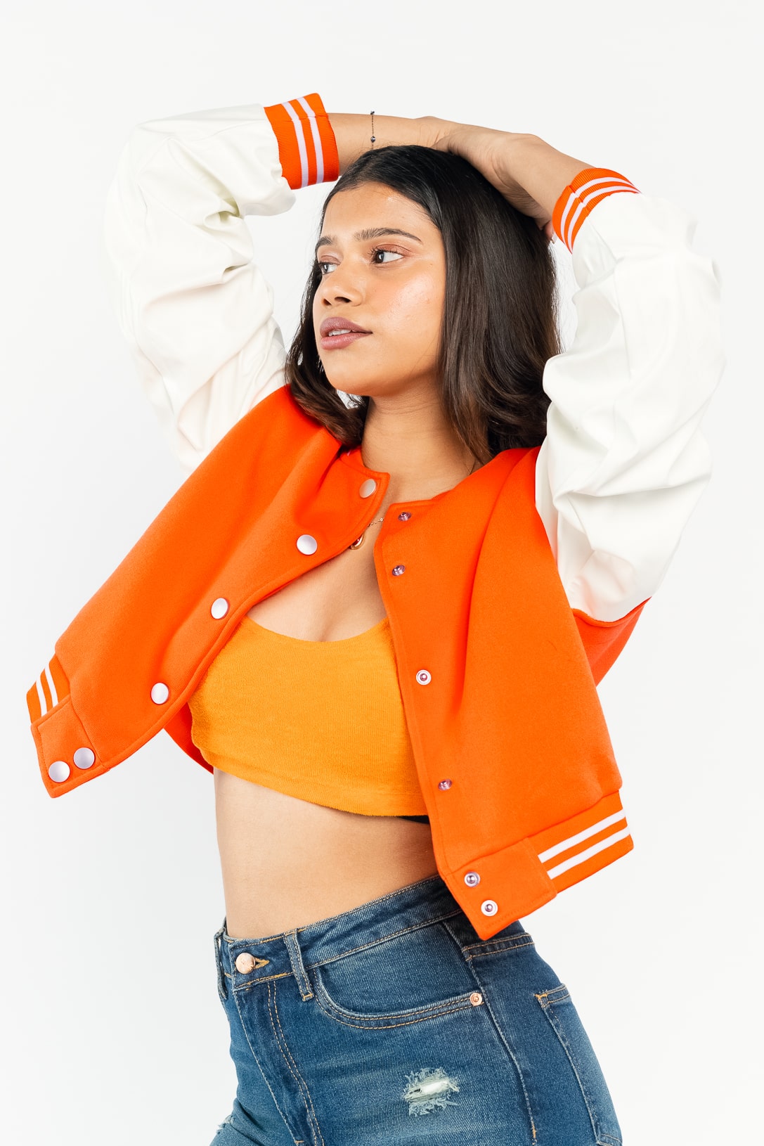 DAZZLE ORANGE VARSITY JACKET