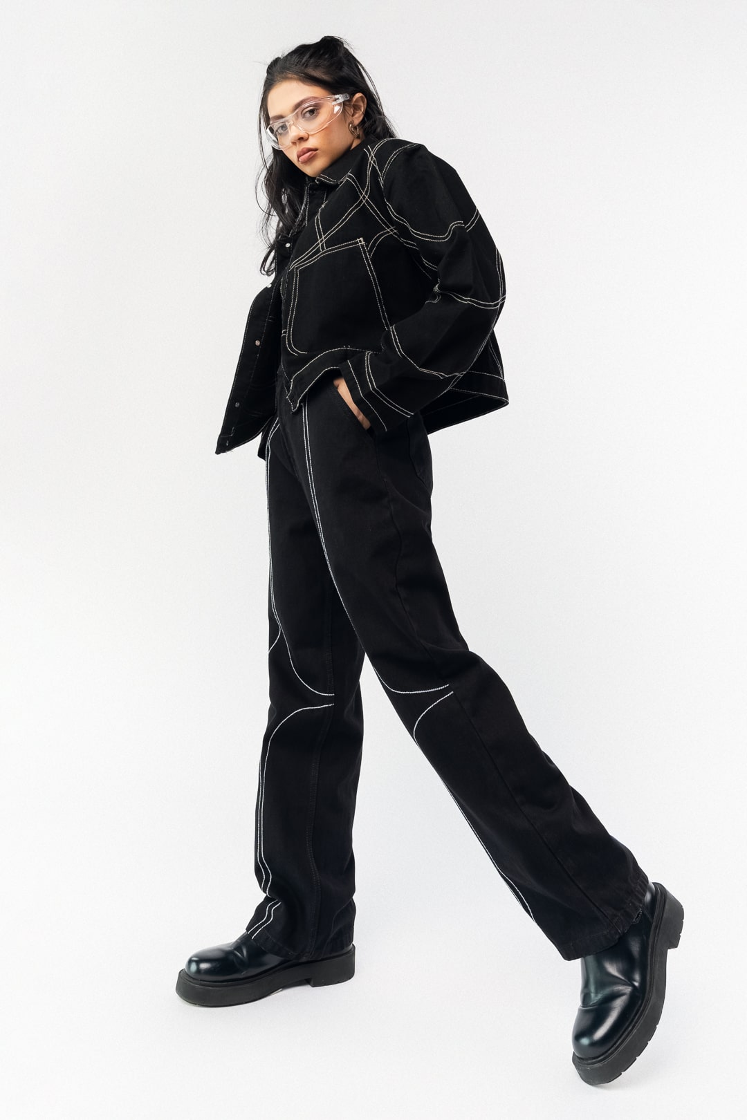 FLECKED STRAIGHT JEANS
