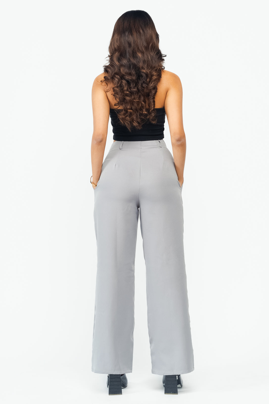 Order Women Elastic-Band Grey Trousers Online From CLOTHINK INDIA ,New Delhi