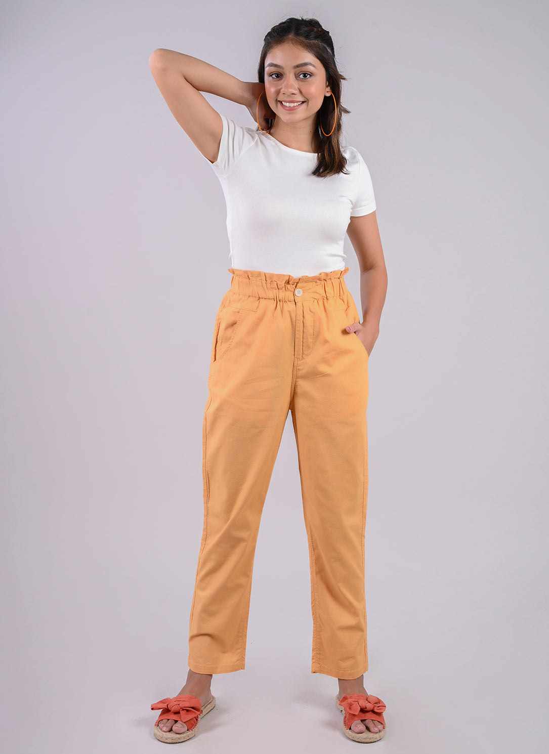 BREEZY PANTS IN MUSTARD WITH PAPERBAG WAIST