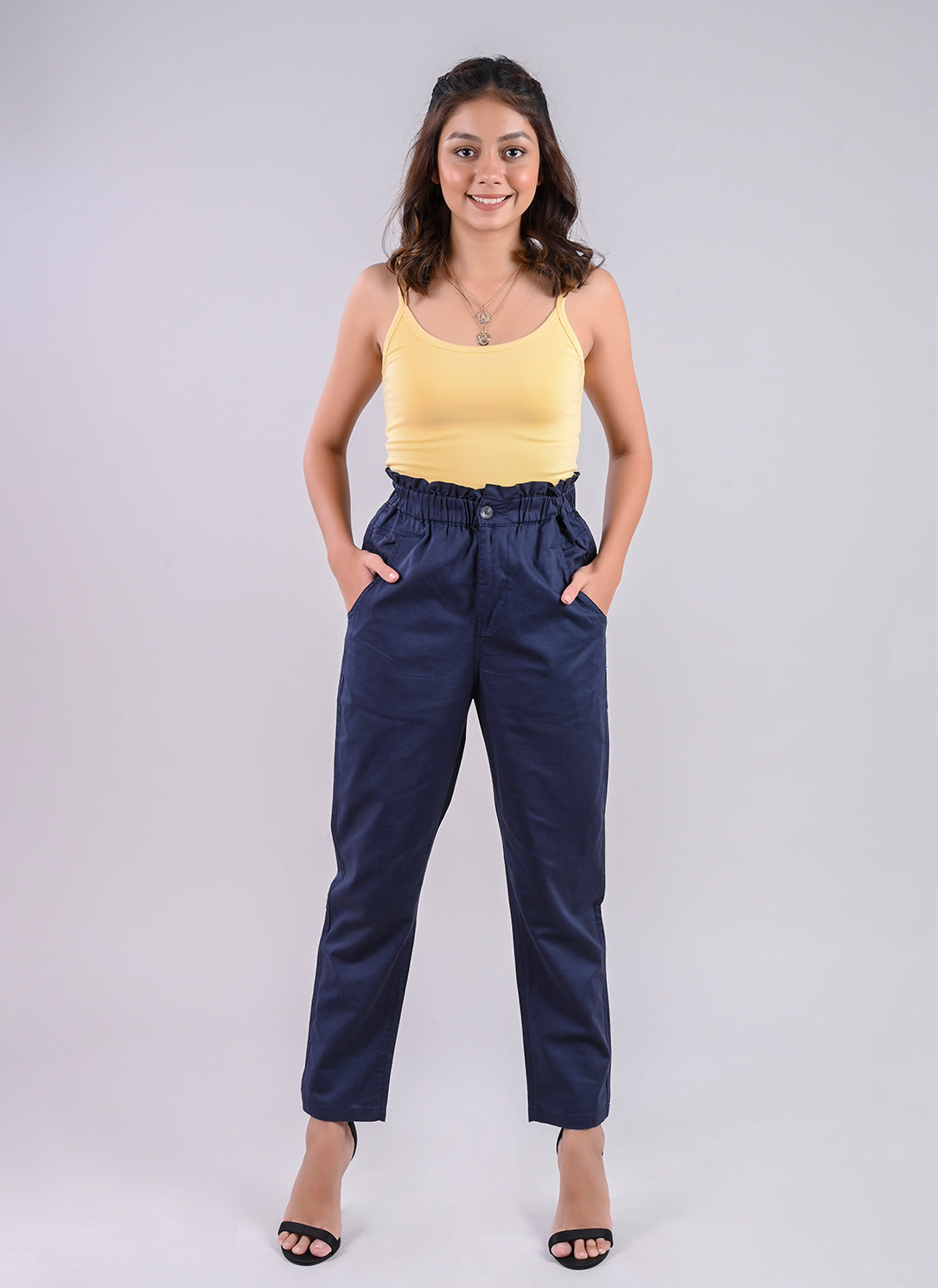 BREEZY PANTS IN NAVY WITH PAPERBAG WAIST