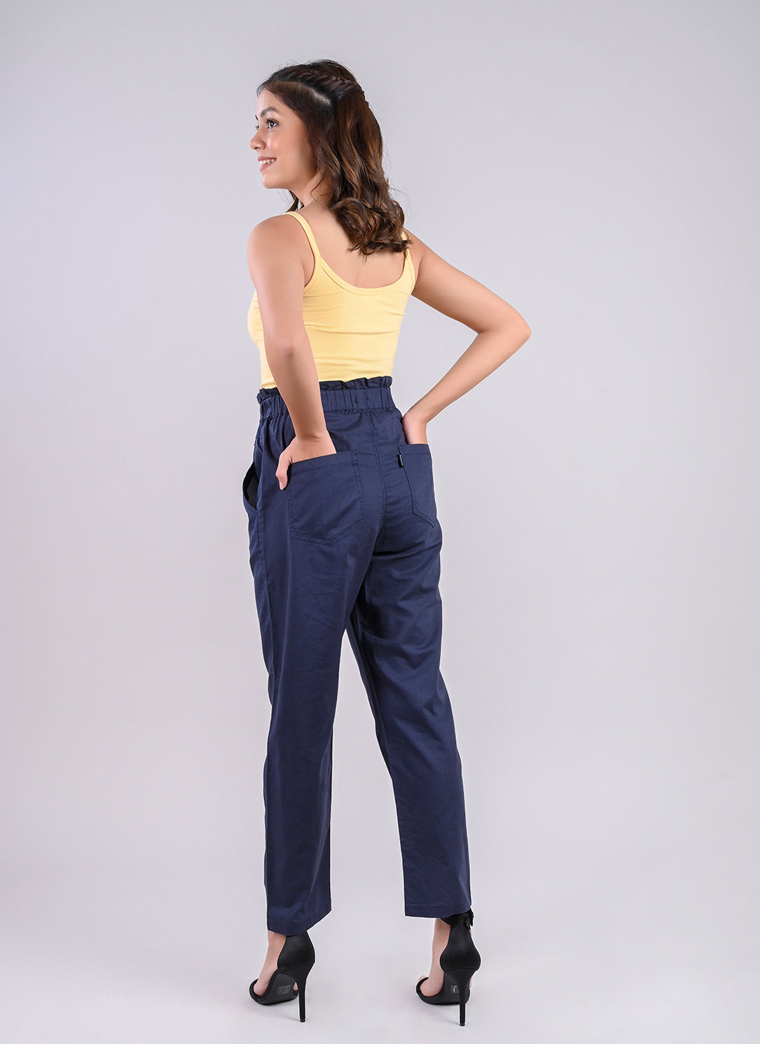 BREEZY PANTS IN NAVY WITH PAPERBAG WAIST