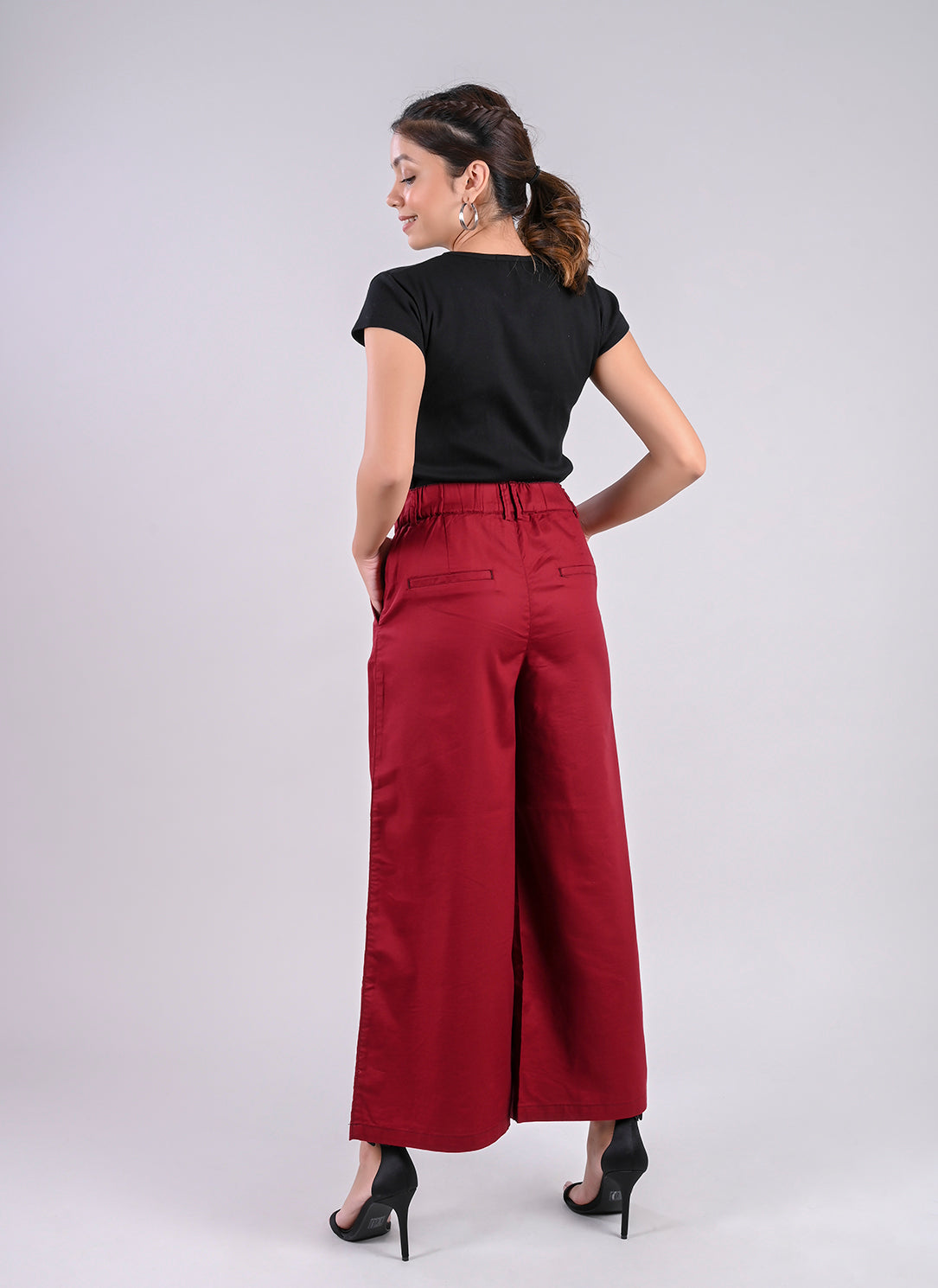 Famnbro Womens Solid Color Palazzo Pants High India  Ubuy