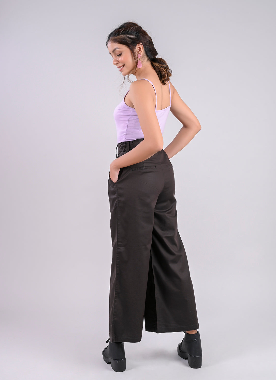 Buy  high waisted pleated wide leg pants  Very cheap 
