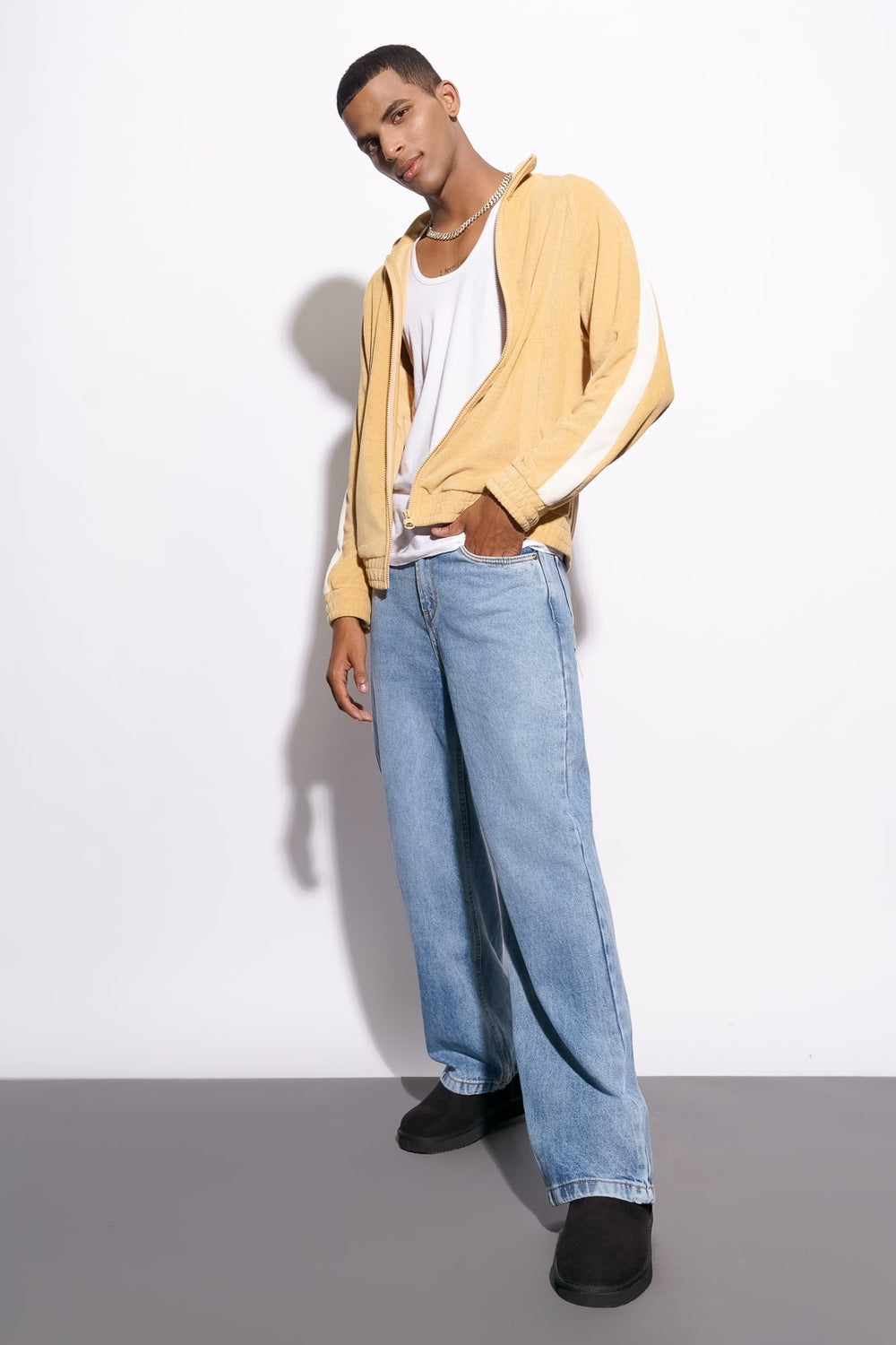 Men Summer Thin Wide Leg Jeans Light Blue Big Straight Long Pants Boot-Cut Casual Business Trousers