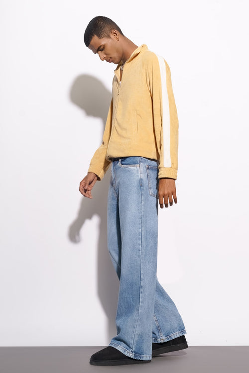 Men's Mid Rise Wide Leg Jeans with Pockets