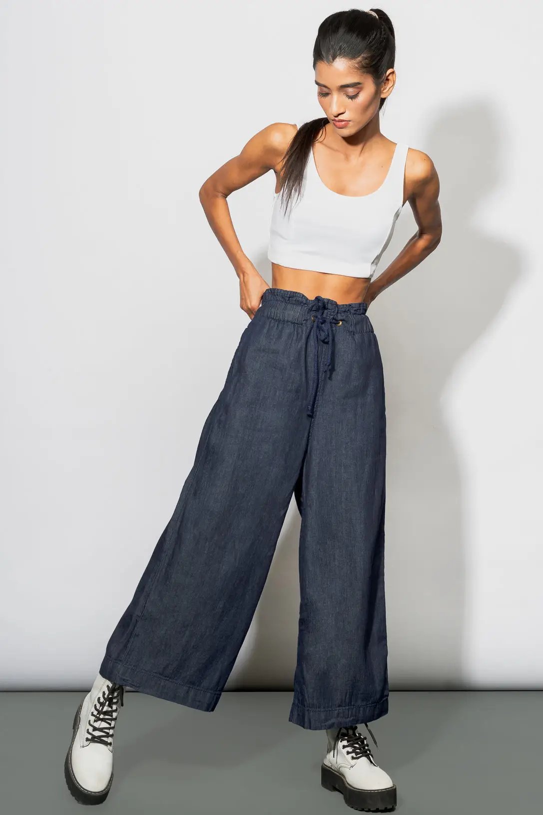 DARK BLUE PAPERBAG CULOTTES