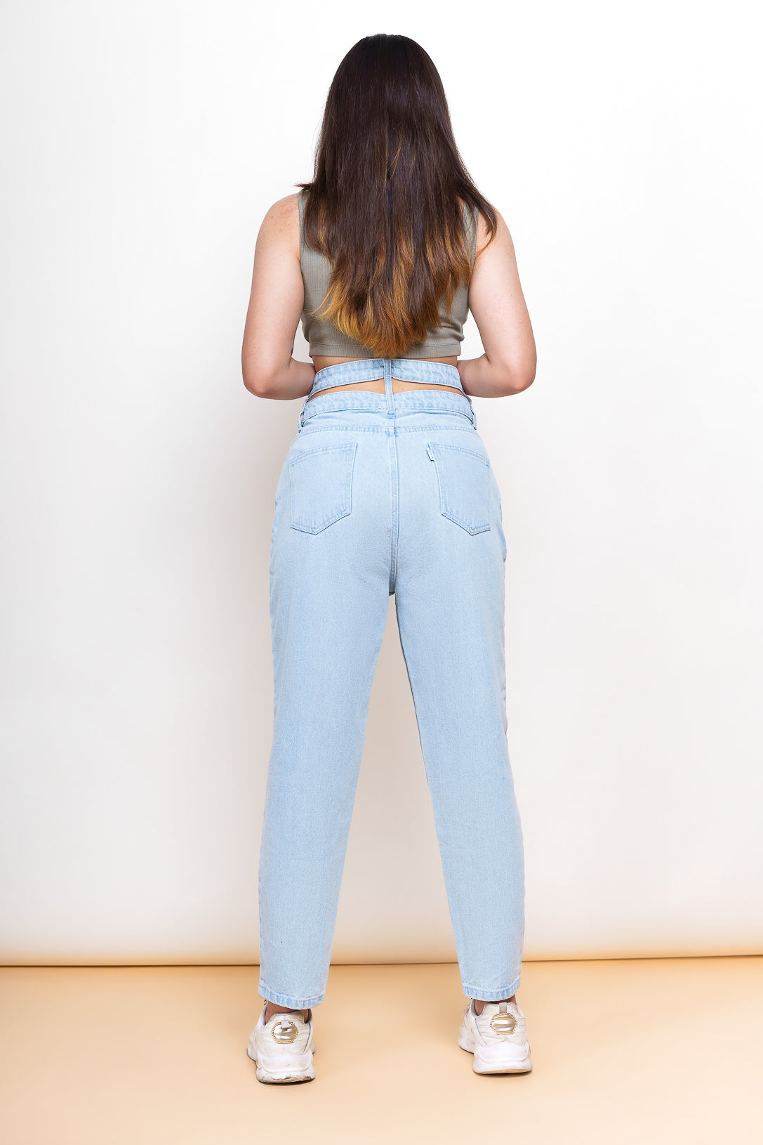 Light Blue double belted jeans
