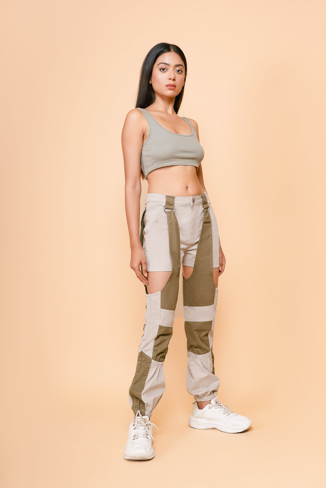 Olive & Beige Patch Joggers