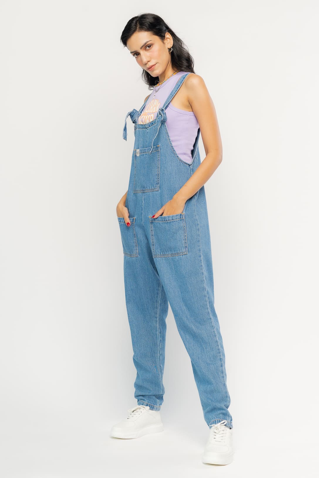 Shop Denim Dungarees with Embroidery and Pocket Detail Online | Max UAE