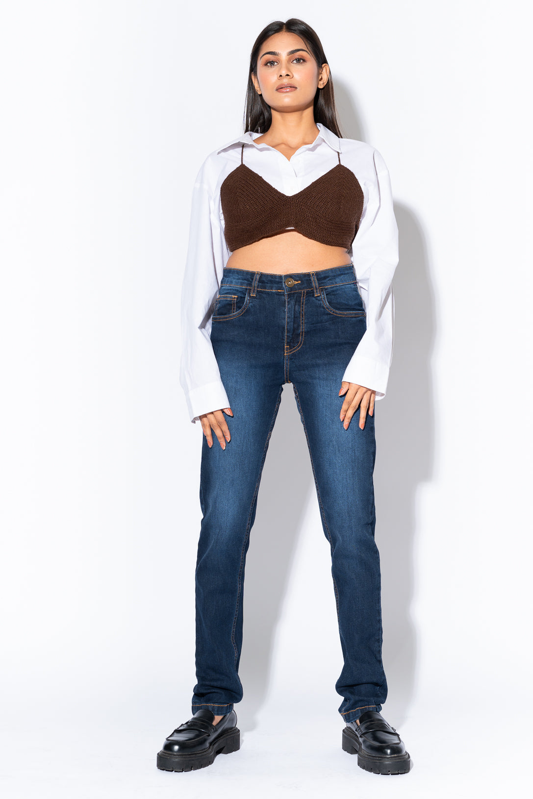 dark blue slim jeans