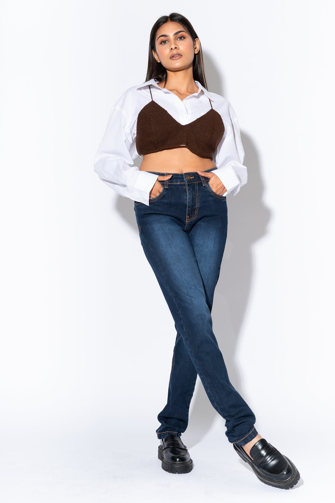 dark blue slim jeans