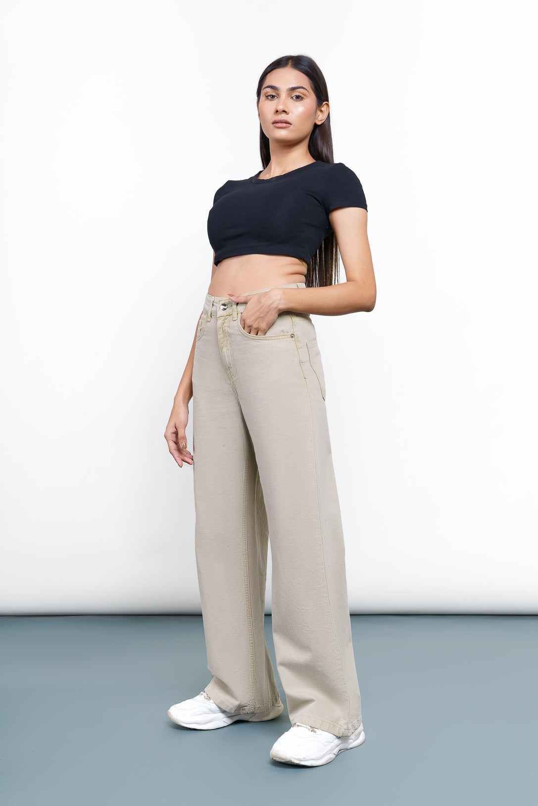Greige Wide Leg Jeans