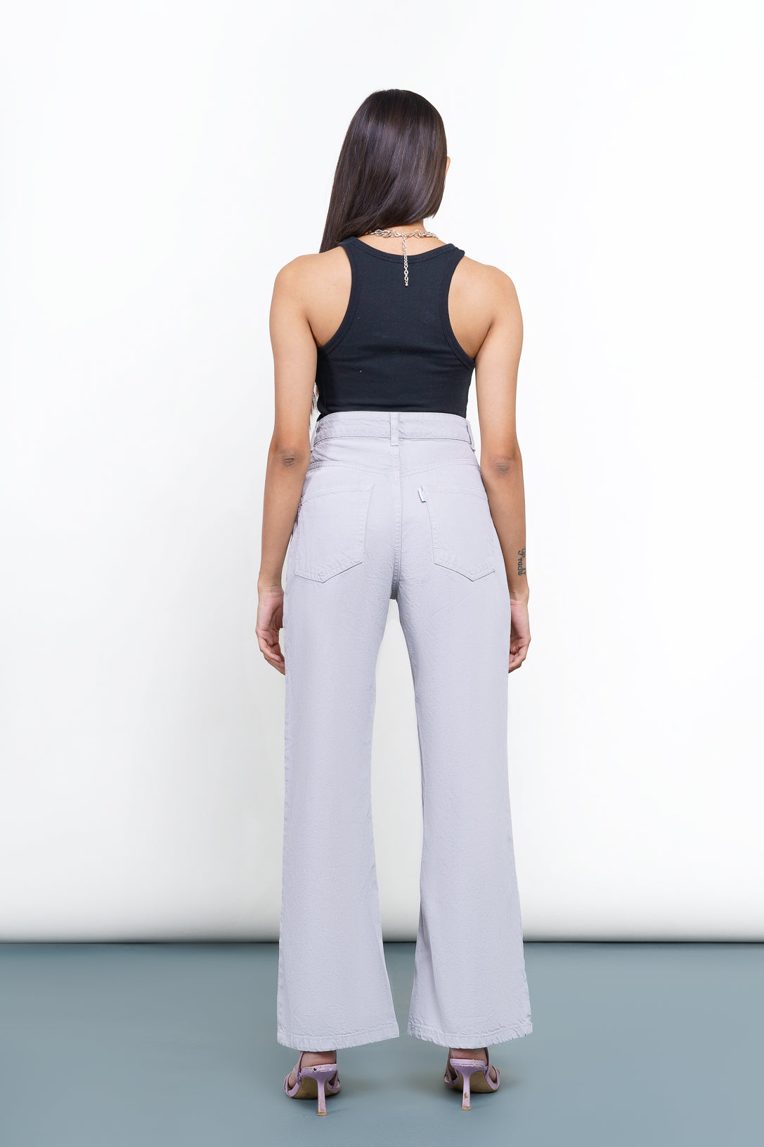 Grey wide leg jeans