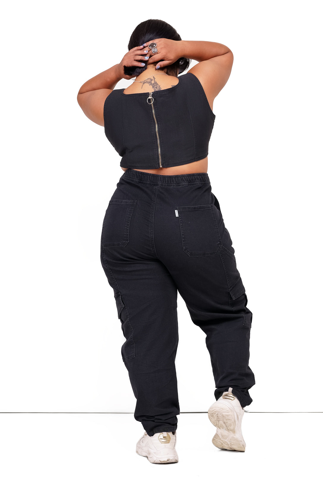 Black cargo utility joggers